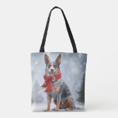 Tote Bag Chien de bétail australien à Noël de neige (Dos)