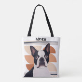 Tote Bag Chien de Boston Terrier - Orange Géométrique (Dos)
