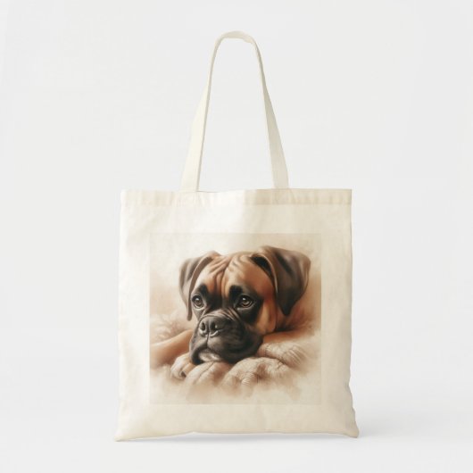 Tote Bag Chien de boxe dans un poteau serein (Devant)