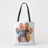 Tote Bag Chien De Boxe En Empreinte D'Aquarelle (Devant)