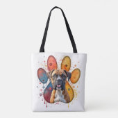 Tote Bag Chien De Boxe En Empreinte D'Aquarelle (Dos)