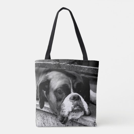 Tote Bag Chien de boxe sur le rebord de fenêtre (Dos)