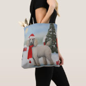 Tote Bag Chien de caniche à Noël de neige (De près)