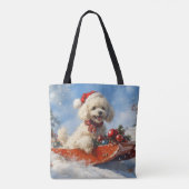 Tote Bag Chien de caniche dans la boue Laisser il neige Noë (Dos)