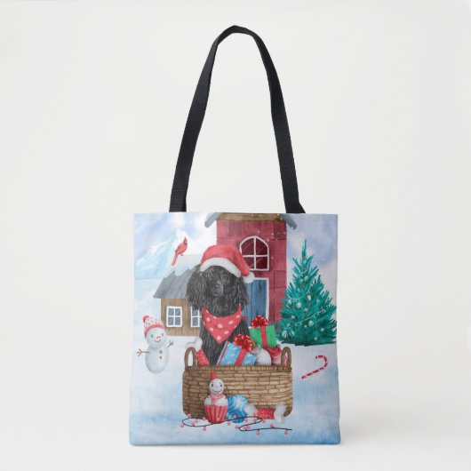 Tote Bag Chien de caniche dans la neige Maison de chien de (Devant)