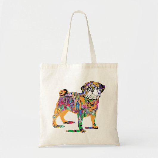 Tote Bag Chien de carlin de graffiti fourre-tout (Devant)