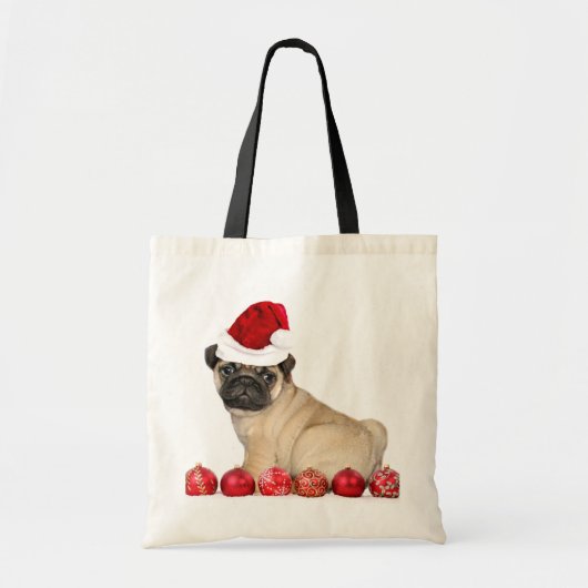 Tote Bag Chien de carlin de Noël (Devant)