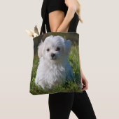 Tote Bag Chien de chiot maltais blanc farci (De près)