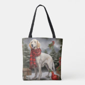 Tote Bag Chien de coin anglais en Noël de neige (Dos)
