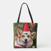 Tote Bag Chien de Corgi souriant Noël fun (Dos)