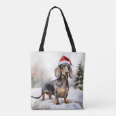 Tote Bag Chien de Dachshund à Noël de neige (Dos)