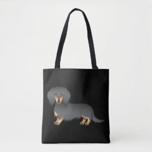 Tote Bag Chien De Dachshund En Cheveux Noir Et Tan