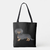 Tote Bag Chien De Dachshund En Cheveux Noir Et Tan (Dos)