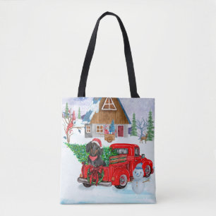 Tote Bag Chien de Dachshund en livraison de Noël Camion Nei