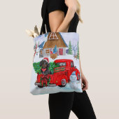 Tote Bag Chien de Dachshund en livraison de Noël Camion Nei (De près)