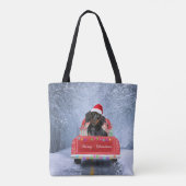Tote Bag Chien de Dachshund en neige assis sur un camion de (Dos)