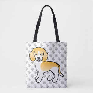 Tote Bag Chien de dessin animé Beagle jaune citron et blanc