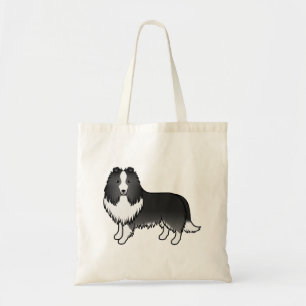 Tote Bag Chien de dessin animé Shetland Sheepdog Bi-Noir Sh