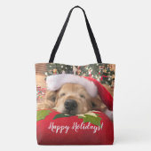 Tote Bag Chien de golden retriever de Noël endormi sous (Dos)