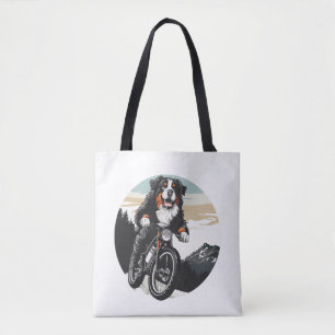Tote Bag Chien De Montagne Bernois À Vélo De Montagne