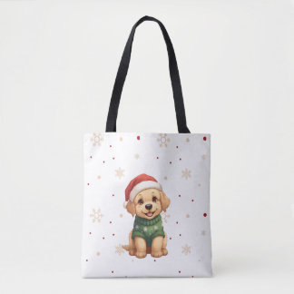 Tote Bag Chien de Noël Adorable - Noël de chiot festif