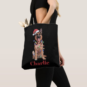 Tote Bag Chien de Noël Berger Allemand Nom Personnalisé