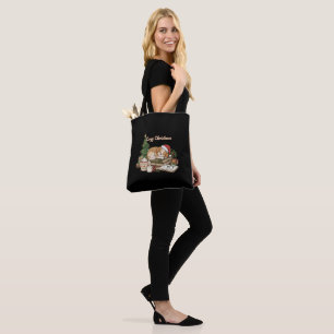Tote Bag Chien de Noël endormi et livres vintage cosy