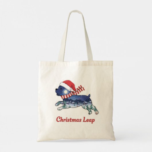Tote Bag Chien de Noël Festif | Cute Puppy Père Noël (Dos)