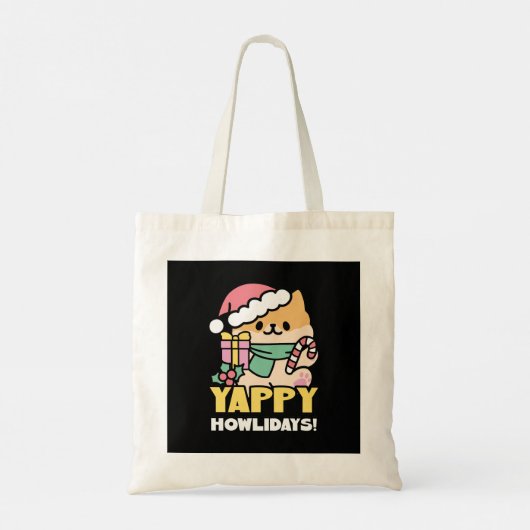 Tote Bag Chien de Noël mignon - Yappy Howlidays (Dos)