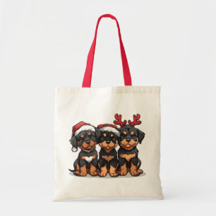 Tote Bag Chien de Noël Rottweiler Père Noël