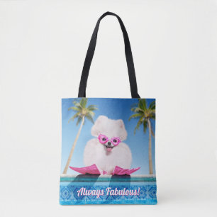 Tote Bag Chien De Piscine En Palmes