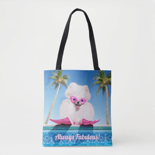 Tote Bag Chien De Piscine En Palmes (Devant)