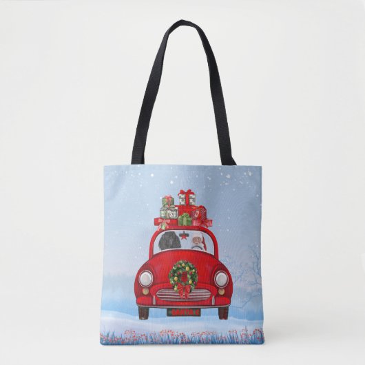 Tote Bag Chien De Poiche En Voiture Avec Le Père Noël (Devant)