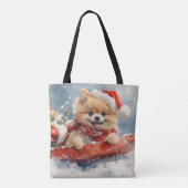 Tote Bag Chien de Poméranie dans la corniche Laisser neiger (Dos)