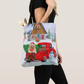 Tote Bag Chien de Poméranie en livraison de Noël Camion Nei (De près)