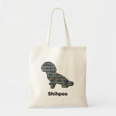 Tote Bag Chien de Shihpod Silhouette Lignes de Grille Jaune (Devant)