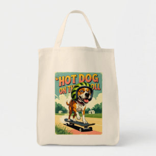 Tote Bag Chien de skateboard été drôle rétro plage