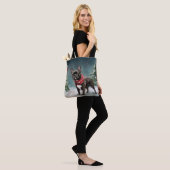Tote Bag Chien de taureau français à Noël de neige (Sur le modèle)