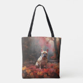 Tote Bag Chien de taureau français en automne Leaves automn (Dos)