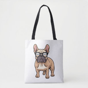Tote Bag Chien de taureau français portant des lunettes