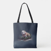 Tote Bag Chien de taureau neige hiver (Dos)