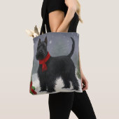 Tote Bag Chien de Terrier écossais en Noël de neige (De près)