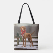 Tote Bag Chien de Vizsla à Noël de neige (Dos)