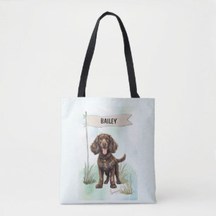 Tote Bag Chien d'eau américain Aquarelle Personnalisé