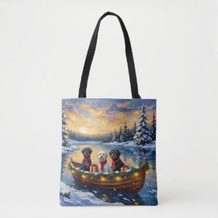 Tote Bag Chien d'eau portugais Noël Bateau Fêtes