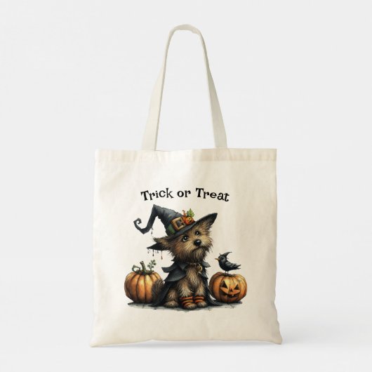 Tote Bag Chien d'Halloween dans une sorcière Casquette ou t (Dos)