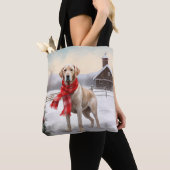 Tote Bag Chien du Labrador à Noël de neige (De près)