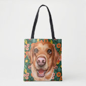 Tote Bag Chien du Labrador floral (Devant)