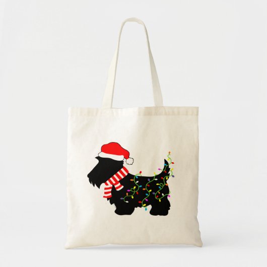 Tote Bag Chien écossais de Noël avec lumières (Devant)