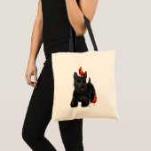 Tote Bag Chien écossais et Oiseaux rouges (Devant (produit))
